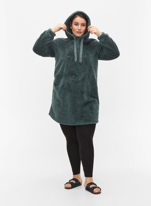 Teddy dress with hood, Balsam Green, Model image number 2
