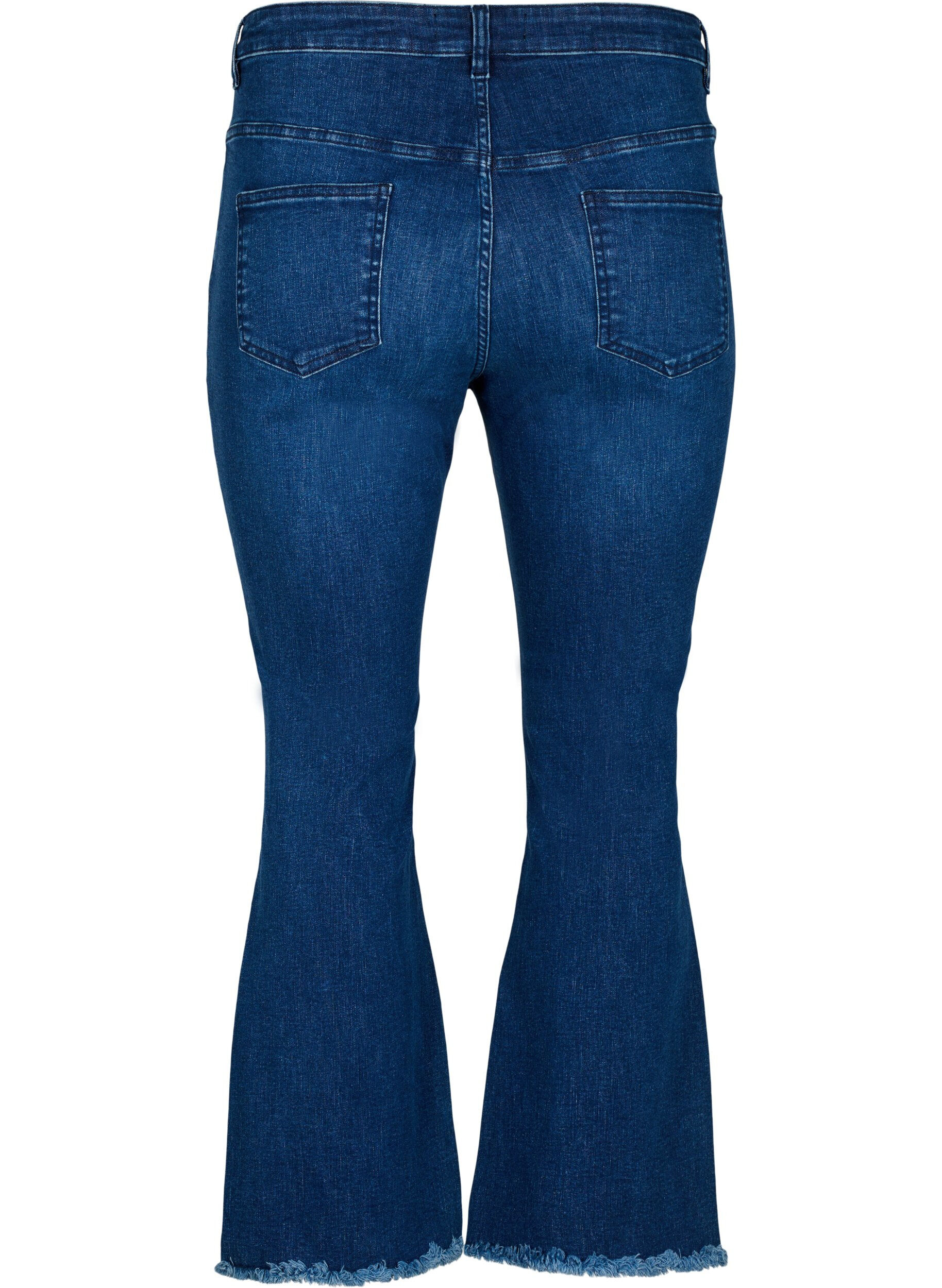 Zizzifashion Ellen bootcut jeans with raw edge, Blue denim, Packshot image number 1