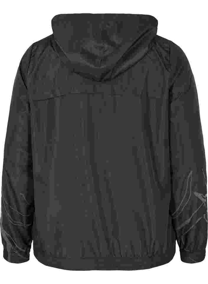 Reflective sports jacket with zip, Black, Packshot image number 1