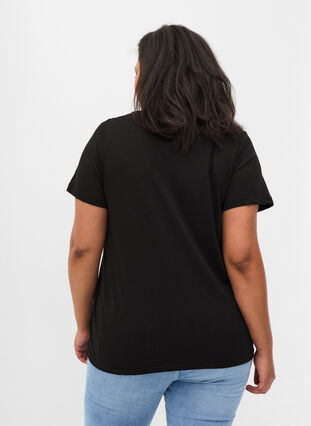 Short-sleeved cotton t-shirt with a print, Black WAYS, Model image number 1