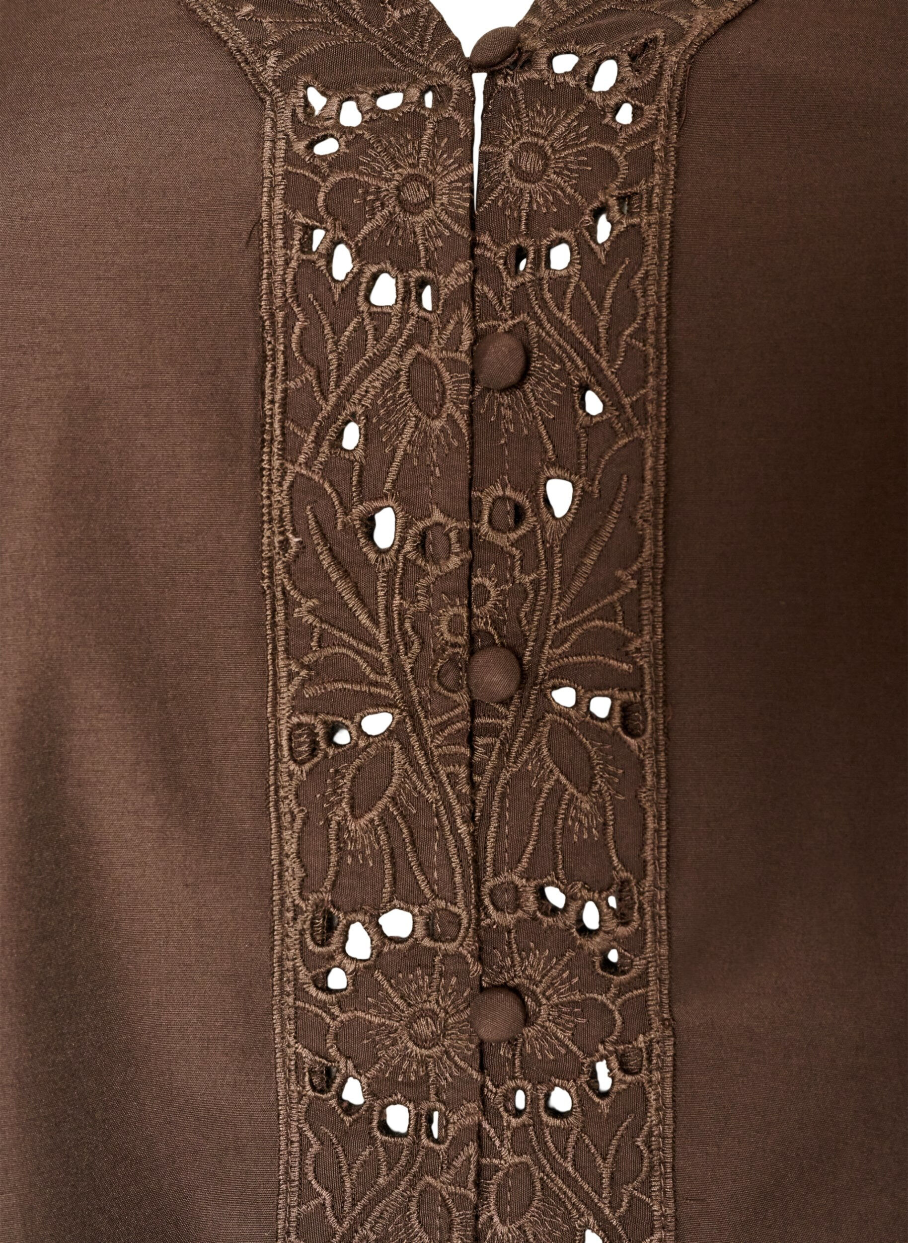 ZizzifashionShirt blouse with broderie anglaise, Brown, Packshot image number 2