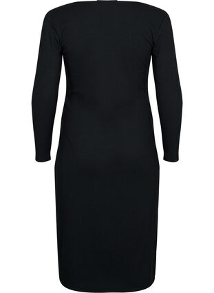 Tight-fitting dress with long sleeves and a slit - Black - Sz. 40-64 - Zizzifashion Tight-fitting dress with long sleeves and a slit - Black - Sz. 40-64 - Zizzifashion