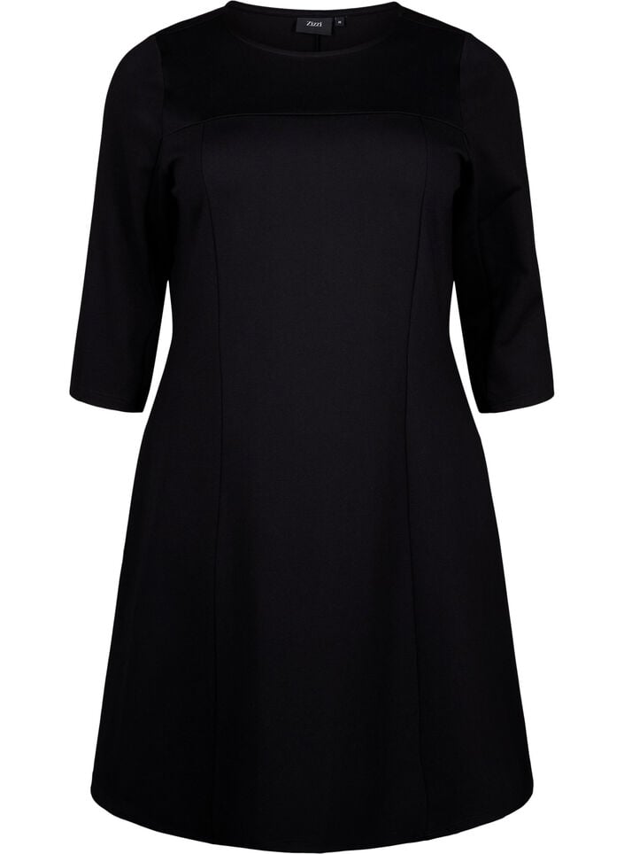 A-shaped dress with 3/4 sleeves, Black, Packshot image number 0