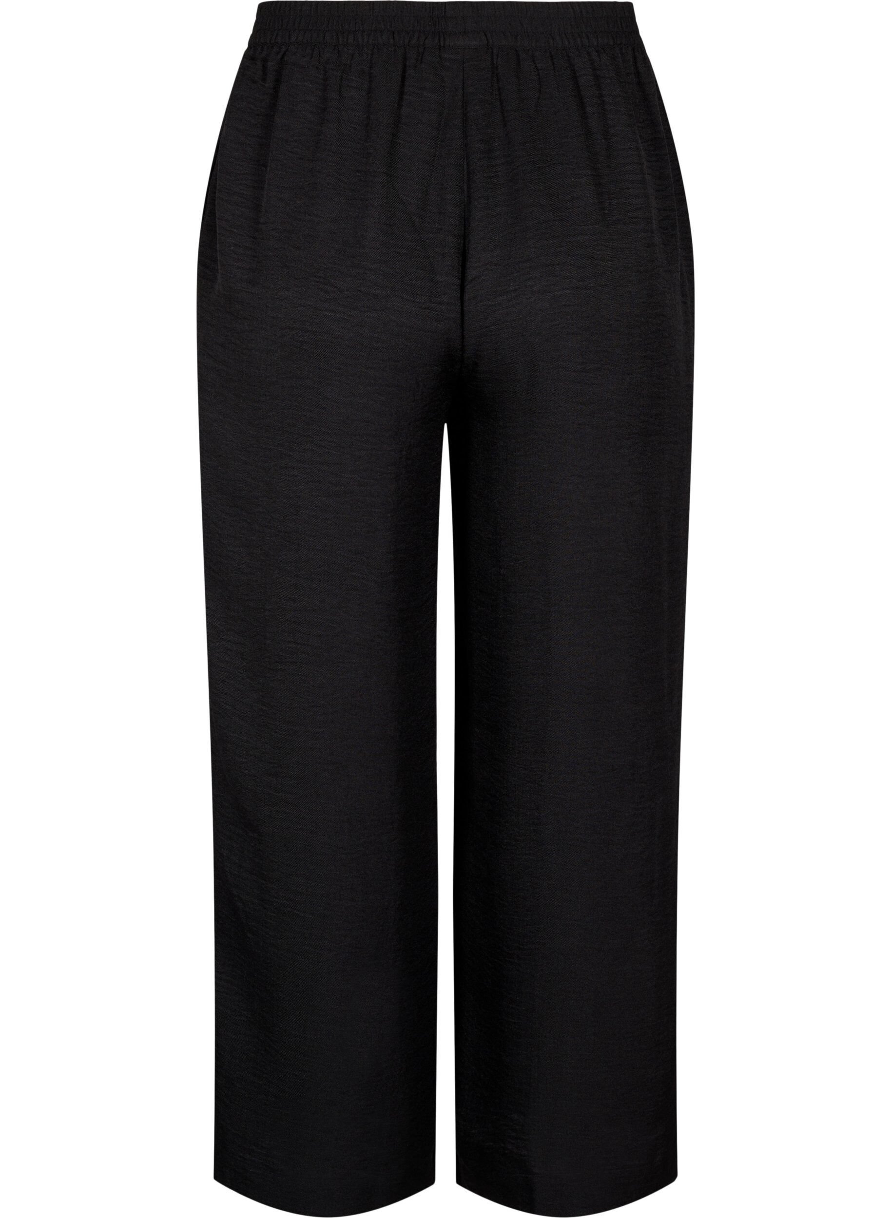 Zizzifashion Loose trousers with elasticated waistband and pockets, Black, Packshot image number 1