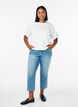 7/8 jeans with raw hems and high waist, Light Blue, Model image number 0