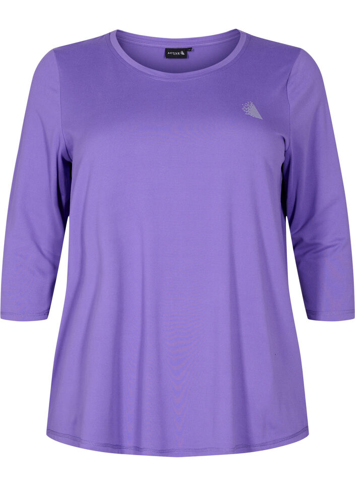 Sports top with 3/4 sleeves, Purple, Packshot image number 0