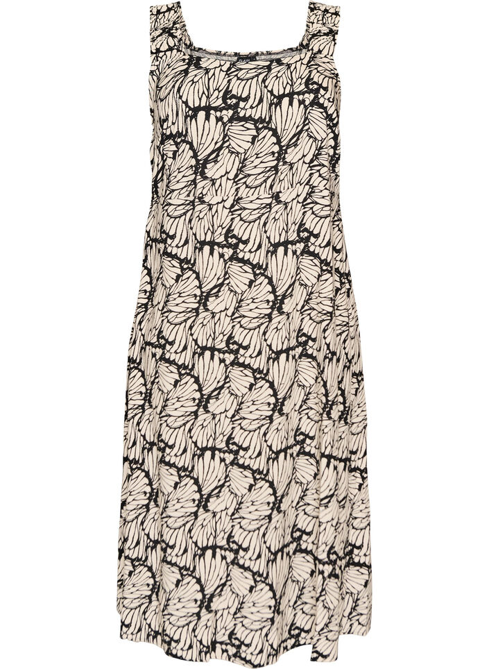 Summer dress with wide straps, Black, Packshot image number 0
