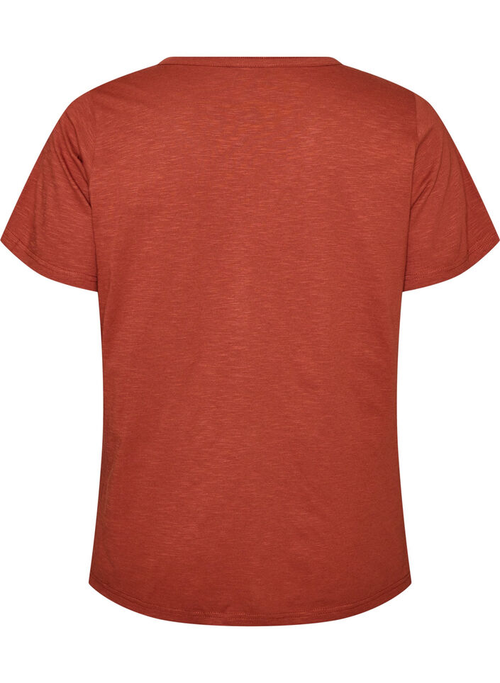 T-shirt with button detail, Brown, Packshot image number 1