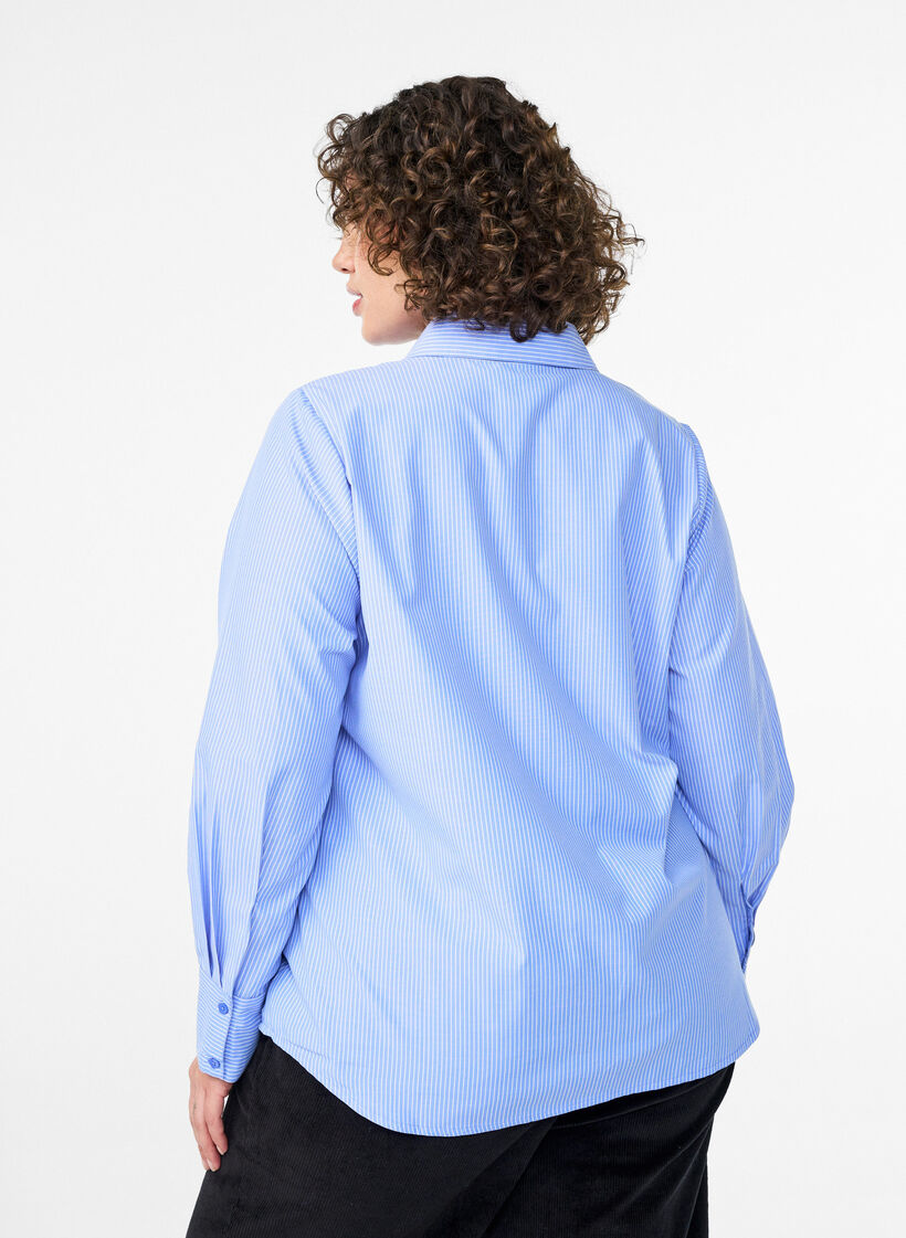 Shirt with stripes and studs, Blue, Model image number 2