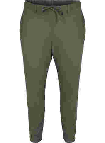 Cropped trousers with pockets and adjustable drawstring