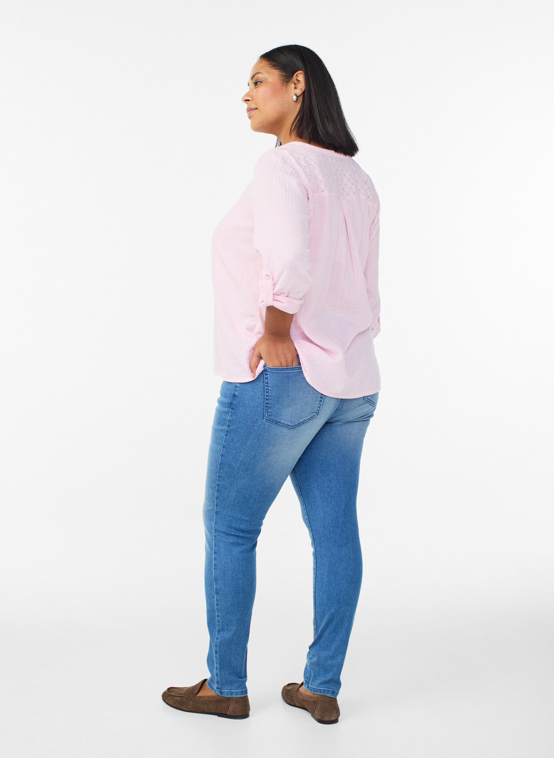 ZizzifashionSlim fit Emily jeans with normal waist, Light Blue, Model image number 1