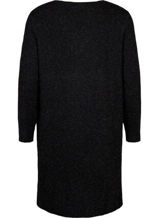 Knitted dress with slit, Dark Grey Melange, Packshot image number 1