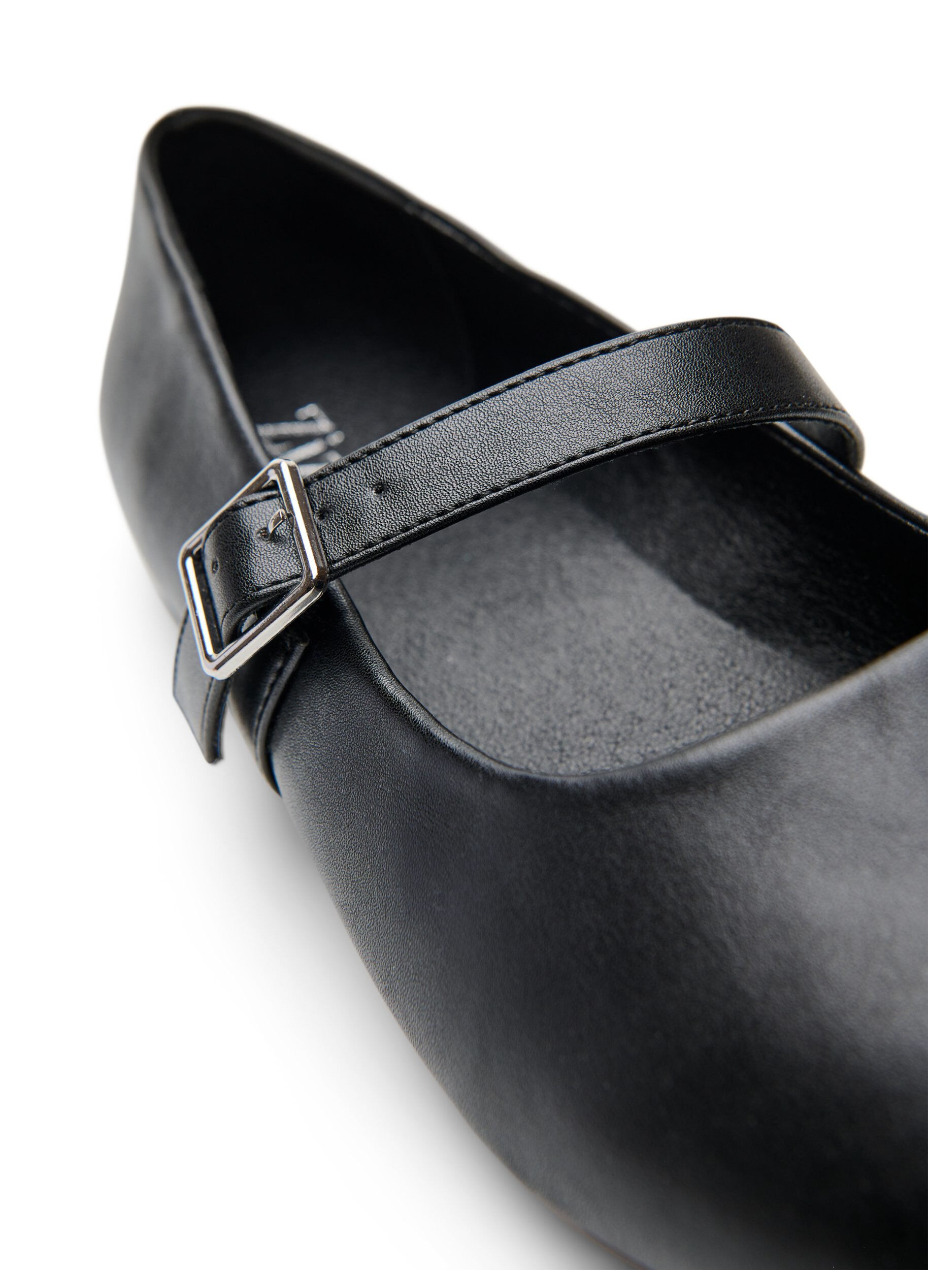 Zizzifashion Ballerina in faux leather with strap, Black, Packshot image number 2