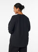 Blouse with smock cuffs and V-neck, Black, Model image number 2