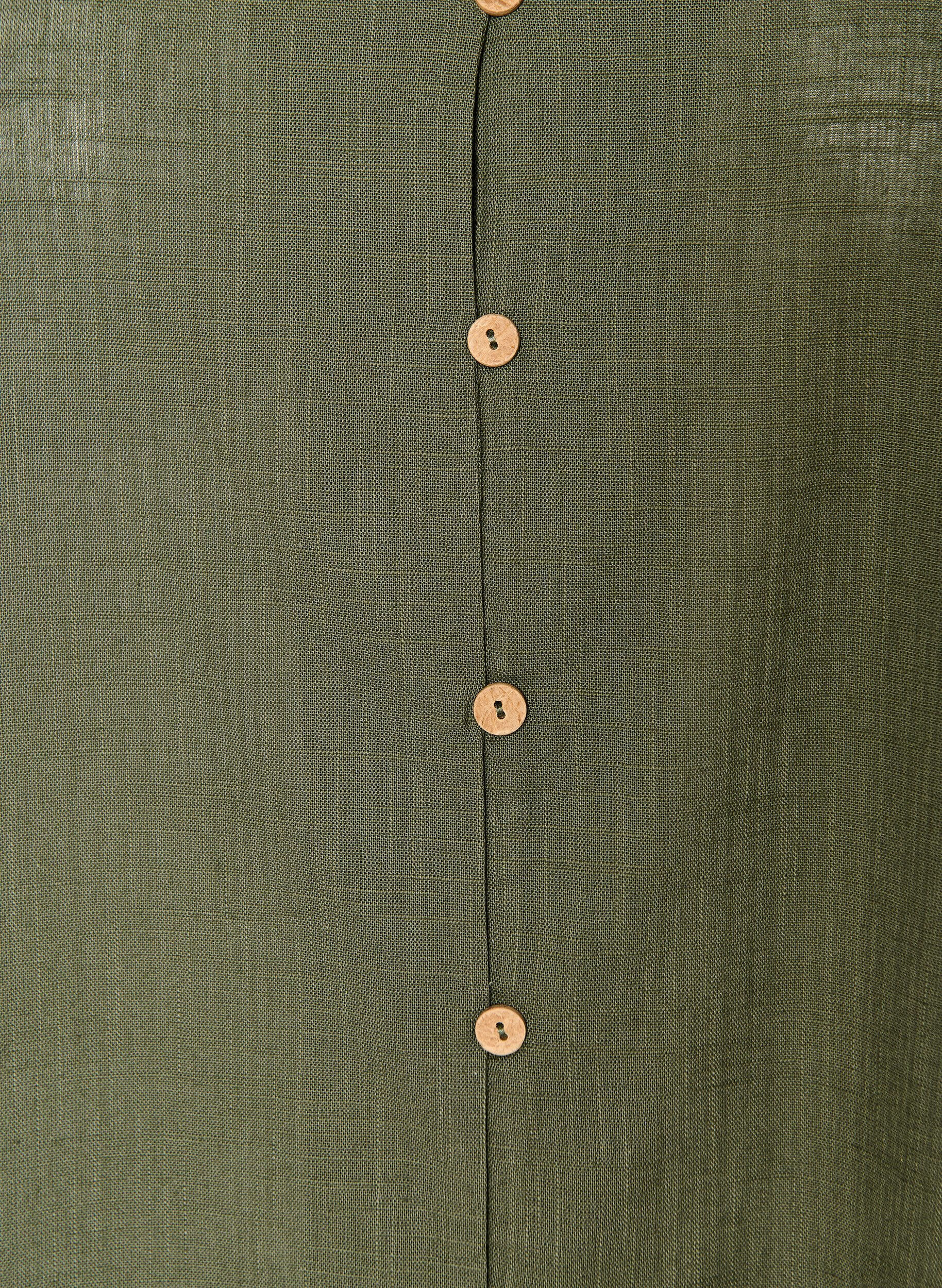 ZizzifashionShort-sleeved cotton shirt with a V-neck, Green, Packshot image number 2