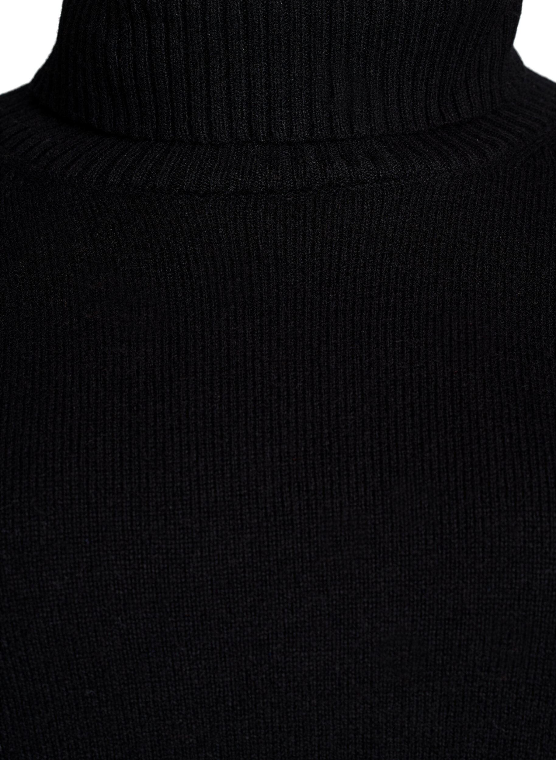 Zizzifashion Knitted blouse with merino wool and turtleneck, Black, Packshot image number 2