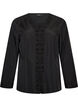 Shirt blouse with broderie anglaise, Black, Packshot image number 0