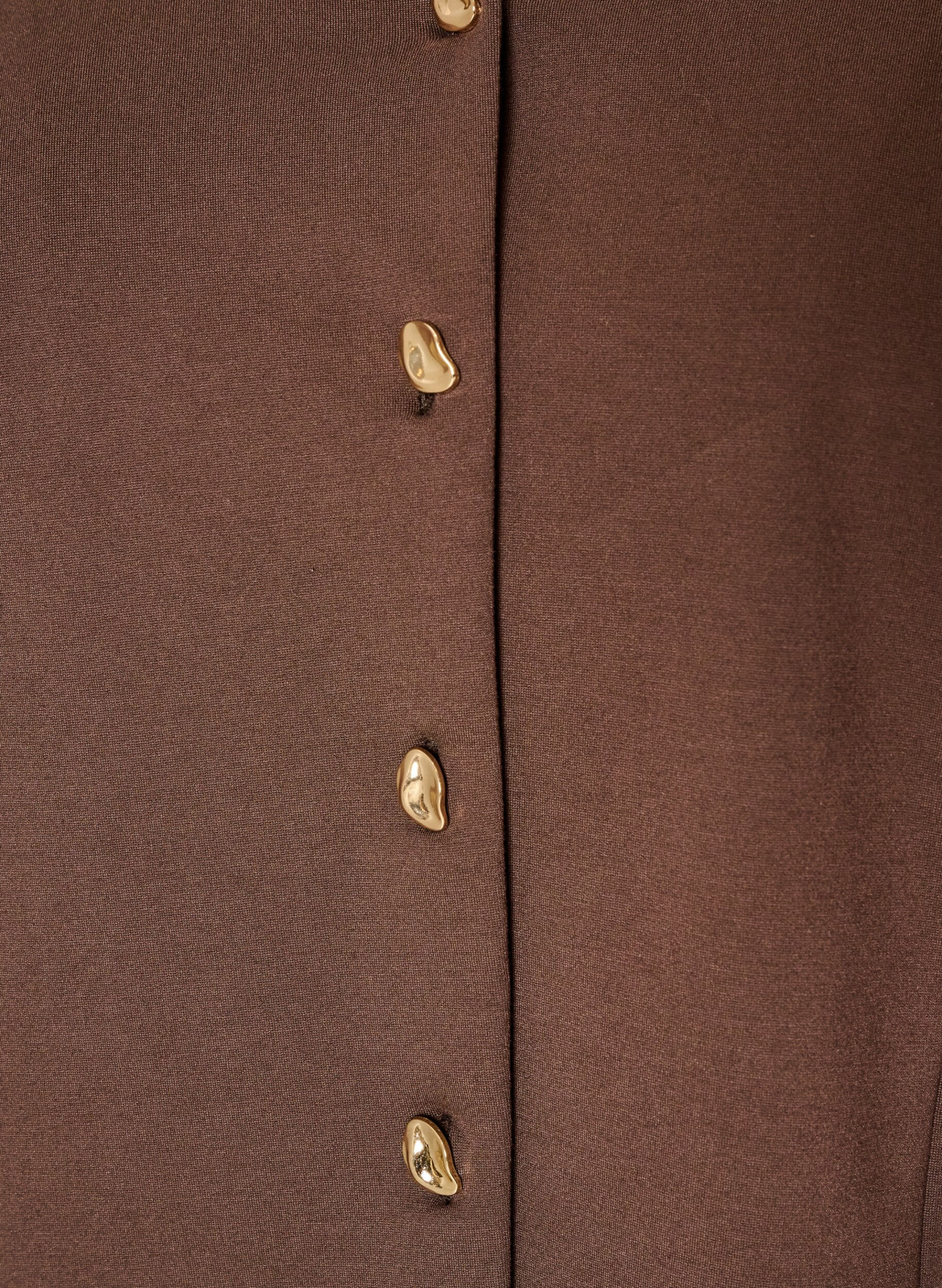 ZizzifashionFitted jersey cardigan with decorative buttons, Brown, Packshot image number 2