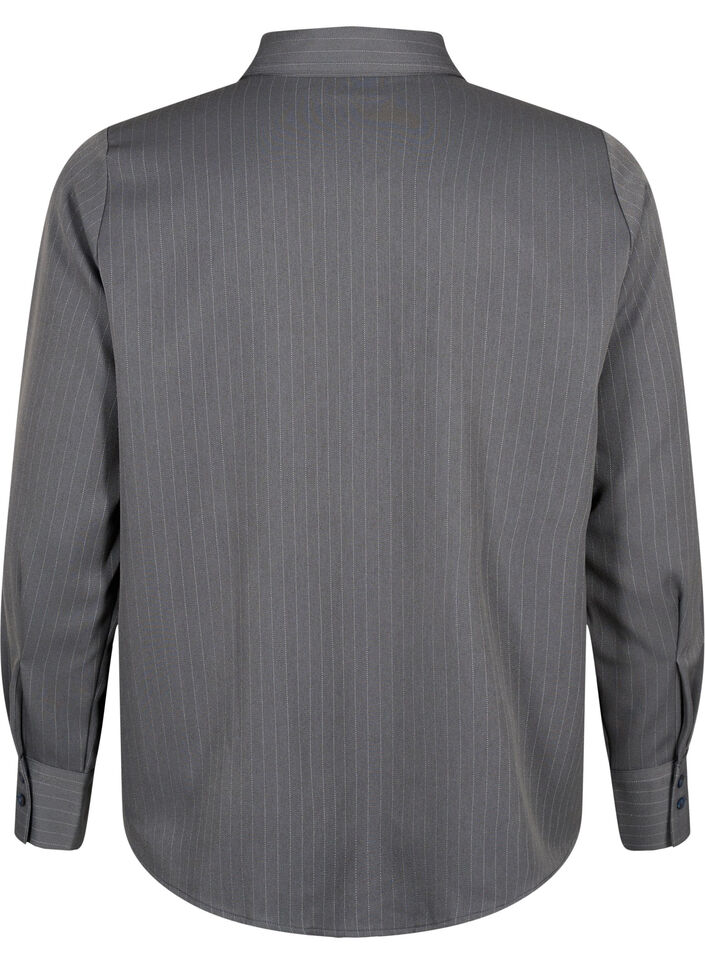 Pinstriped shirt with collar and chest pockets, Dark Shadow Pin St., Packshot image number 1