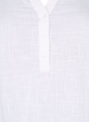 Shirt blouse in cotton with a v-neck, Bright White, Packshot image number 2
