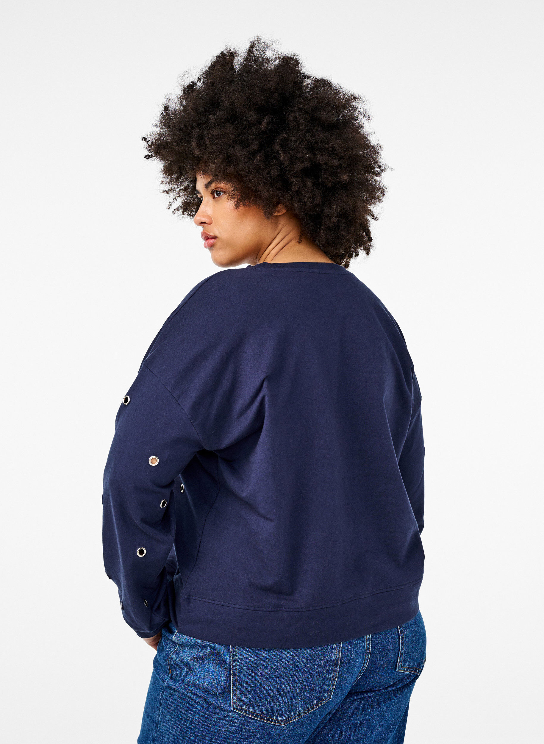 Zizzifashion Sweatshirt with eyelets, Blue, Model image number 2