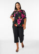 Blouse with floral print and peplum, Black, Model image number 1