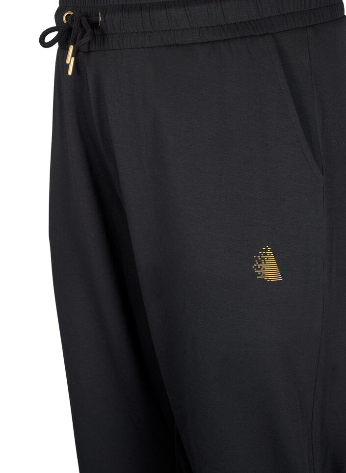 Sweatpants with pockets and high waist, Black, Packshot image number 2