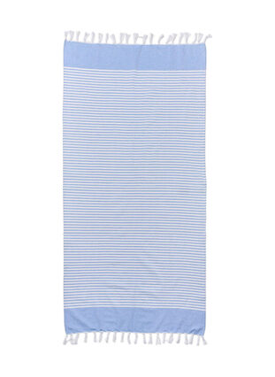 Striped Towels with fringes, Light Blue Melange, Packshot image number 1