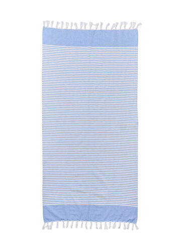 Striped Towels with fringes, Light Blue Melange, Packshot image number 1