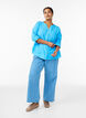 Cotton shirt blouse with V-neck, Blue, Model image number 1