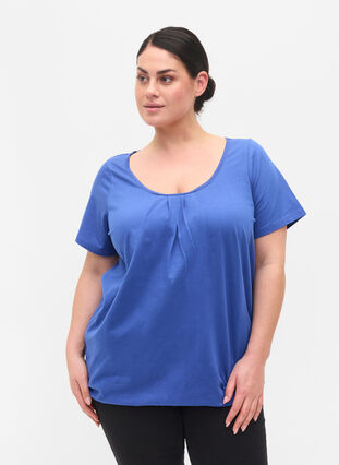 Short-sleeved cotton t-shirt, Dazzling Blue, Model image number 0