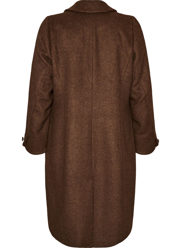 Wool blend coat with lapels and buttons, Brown, Packshot image number 1