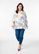 Pleated tunic with long sleeves and floral print, White, Model image number 1