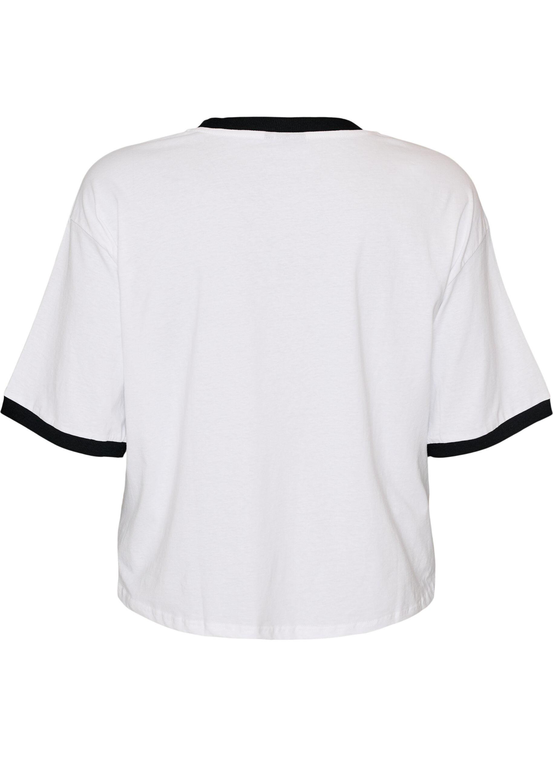 ZizzifashionCotton T-shirt with text print and boxy fit, White, Packshot image number 1