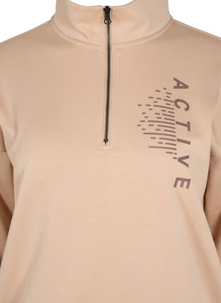 High-neck sweatshirt with zip, Oatmeal, Packshot image number 2