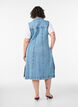 Sleeveless denim dress with button fastening and slits, Light Blue, Model image number 1