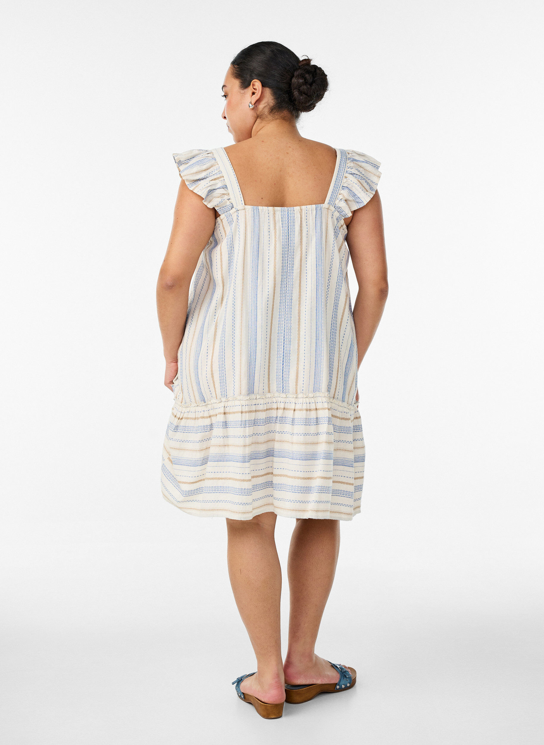 ZizzifashionSleeveless summer dress with a woven pattern, Vanilla, Model image number 2