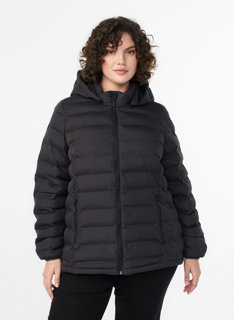 Water-repellent lightweight jacket with hood, Black, Model image number 0