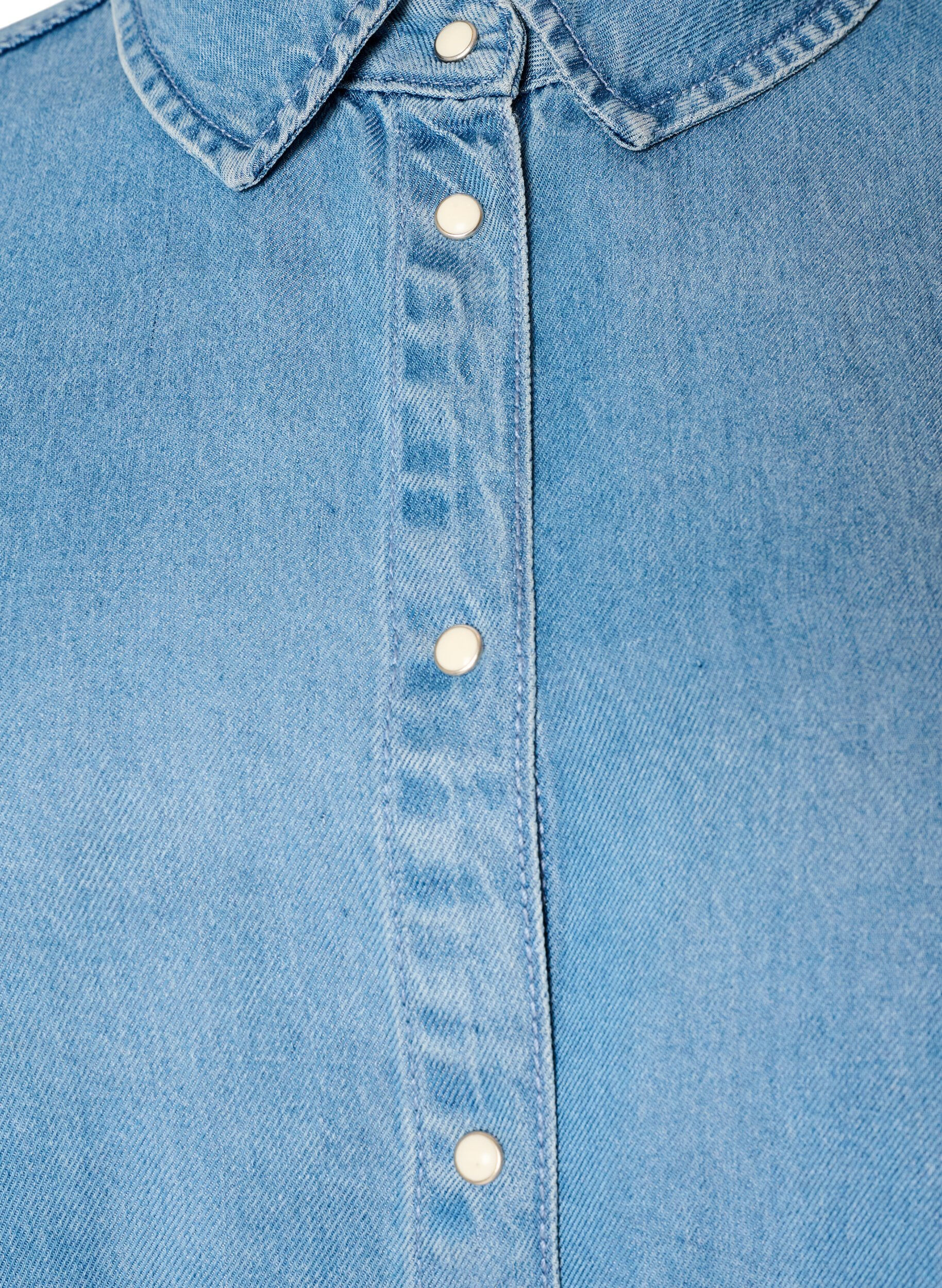 ZizzifashionDenim shirt in lyocell with press studs, Light Blue, Packshot image number 2