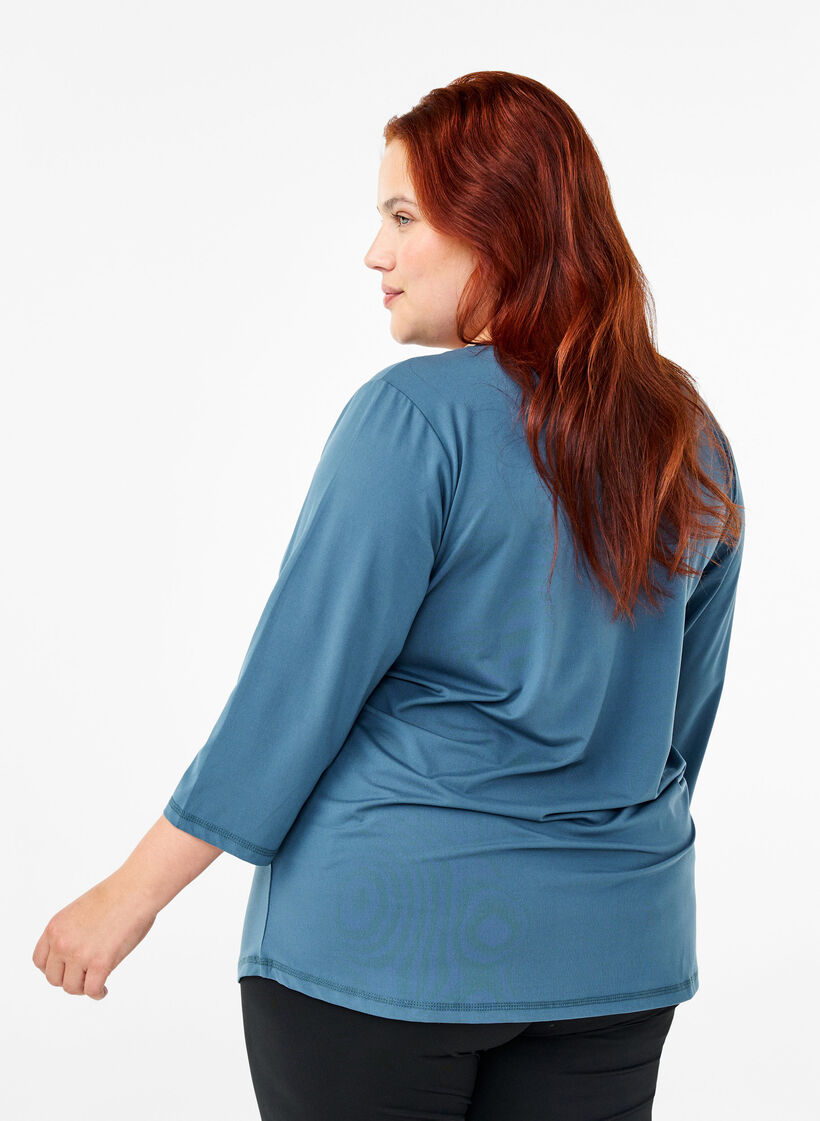 Training blouse with 3/4 sleeves, Petrol, Model image number 2
