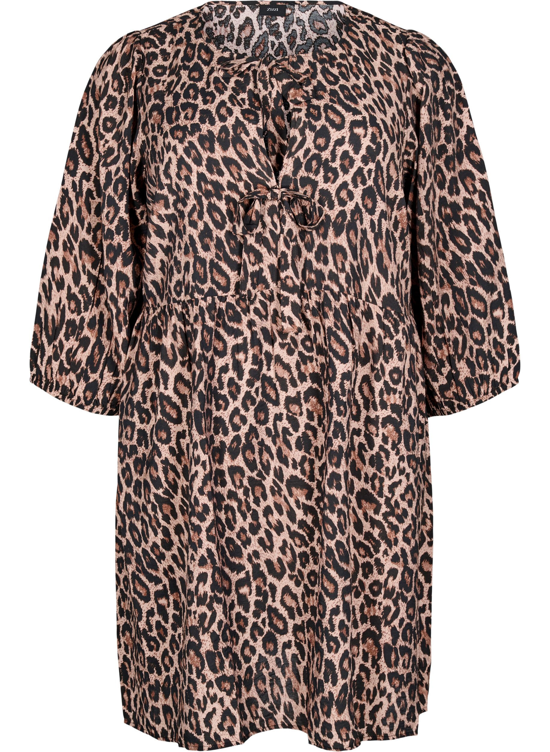 Zizzifashion Dress with bows and 3/4 sleeves, LEO AOP, Packshot image number 0