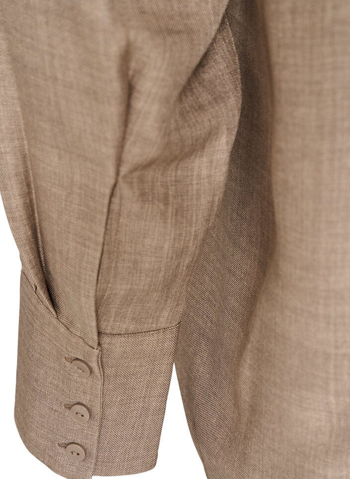 Loose shirt with V-neck, Brown, Packshot image number 3