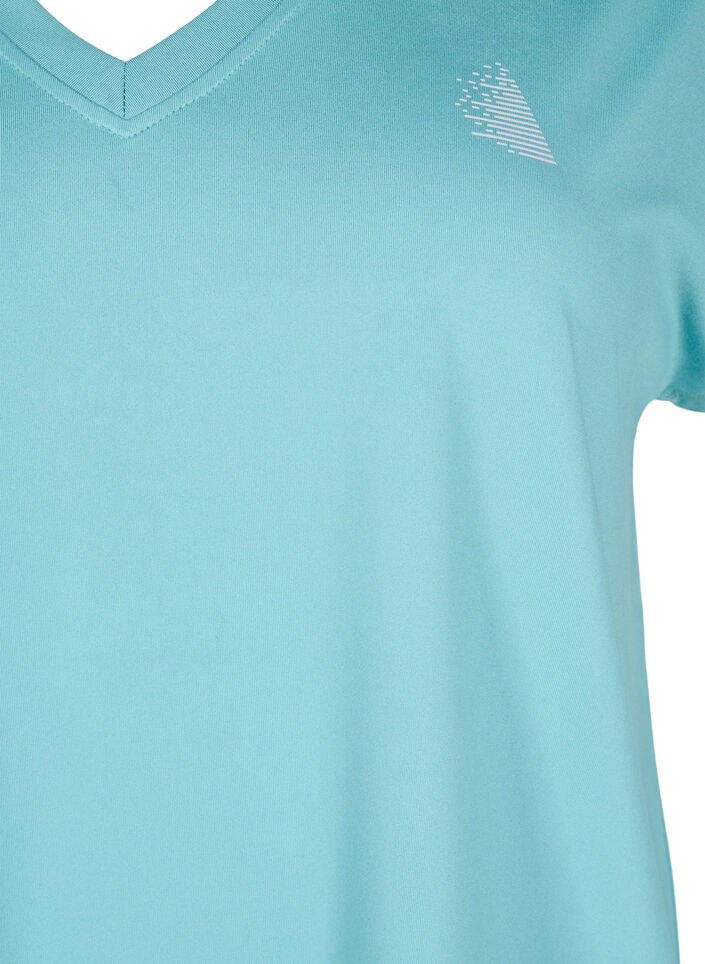 Loose training t-shirt with v-neck, Green, Packshot image number 2