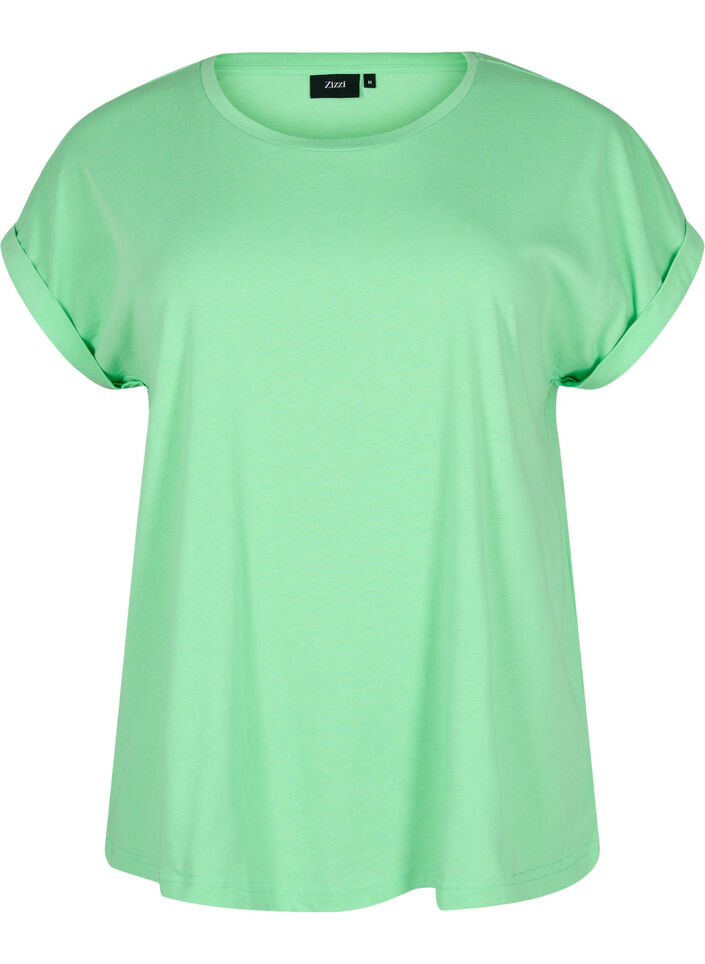 Short sleeved cotton blend t-shirt, Green, Packshot image number 0