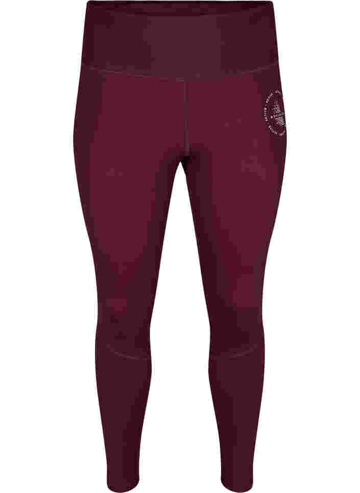 Solid-coloured gym leggings, Fig, Packshot image number 0