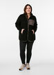Teddy fleece jacket with leopard details, Black, Model image number 1