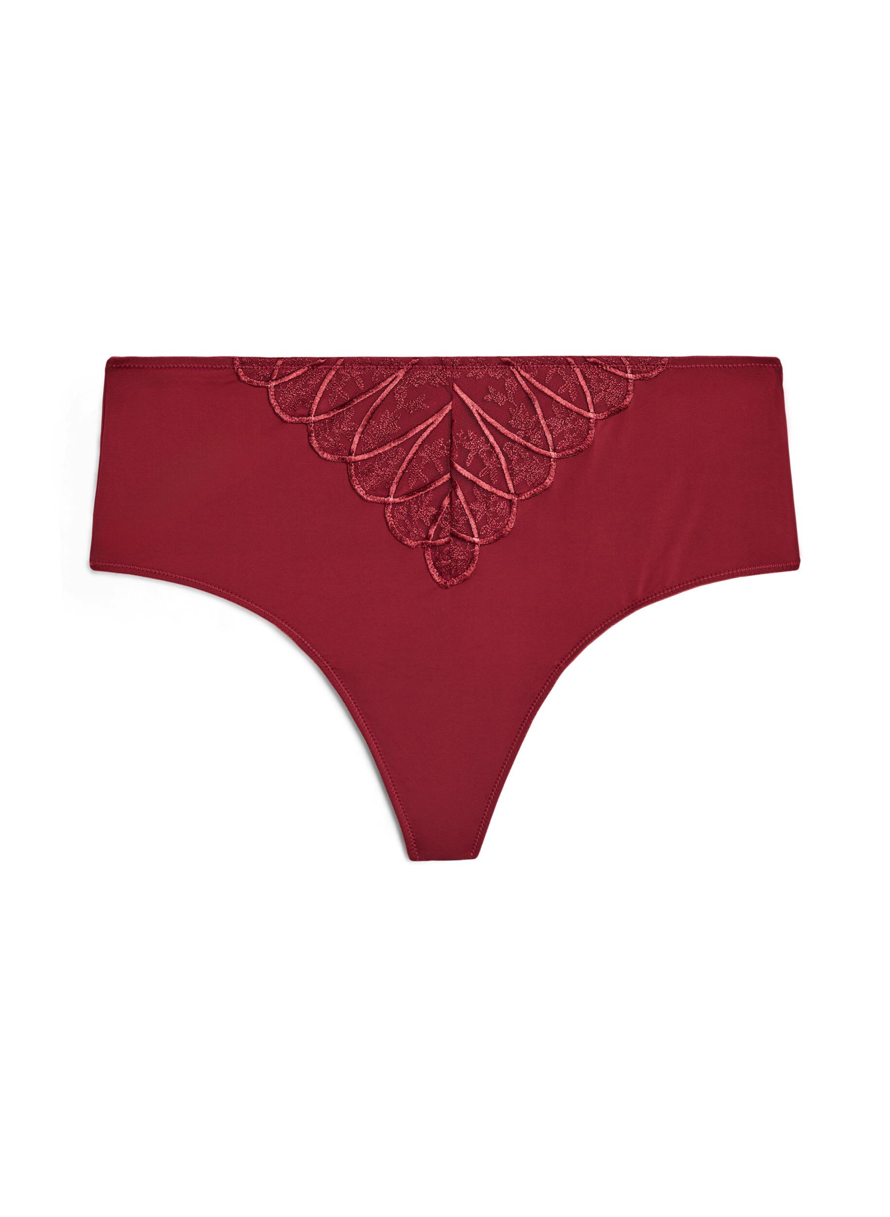 Zizzifashion Hipster string in microfiber with lace details, Dark Bordeaux, Packshot image number 0