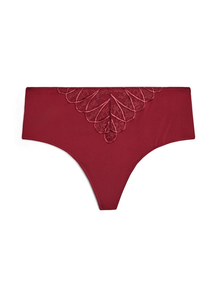 Hipster string in microfiber with lace details, Dark Bordeaux, Packshot image number 0
