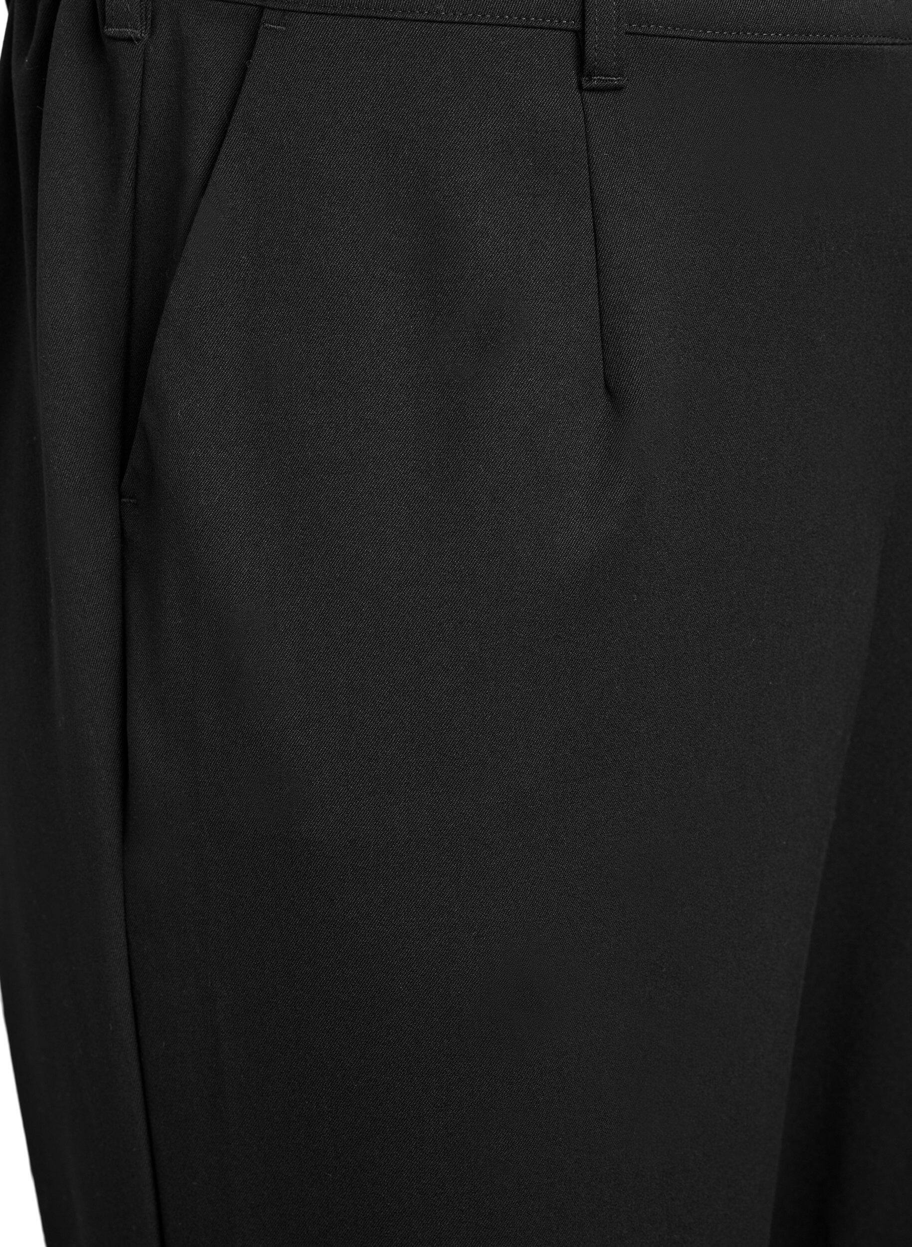 Zizzifashion Trousers with high waist and elastic waistband at back, Black, Packshot image number 2