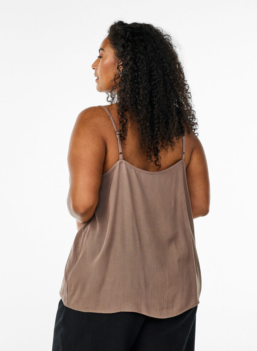 Strap top in viscose, Brown, Model image number 2